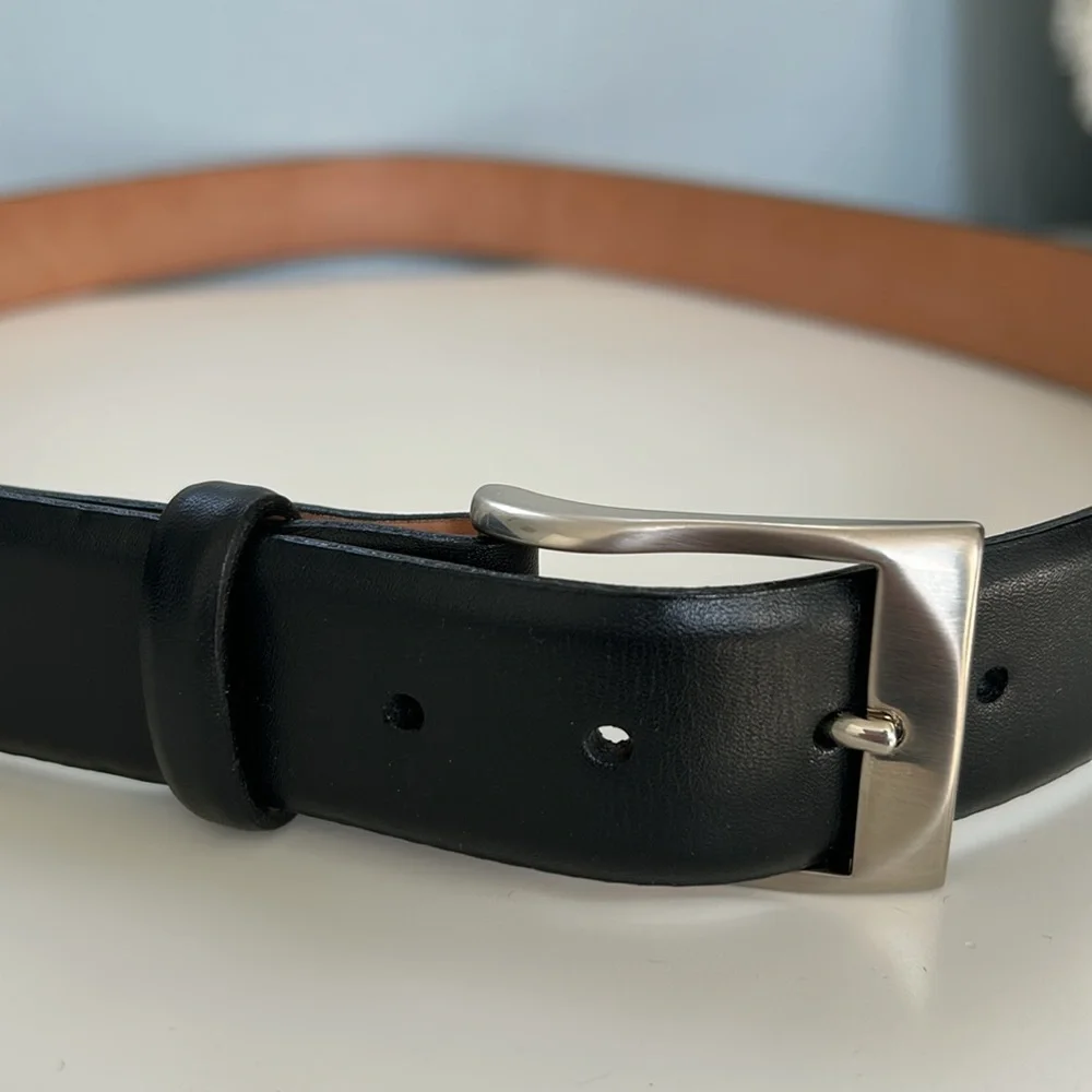 Martin Dingman Italian Calfskin Black Leather Belt Size 42